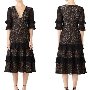 NWT Keepsake the Brand  Black Lace Midi Dress Size Medium